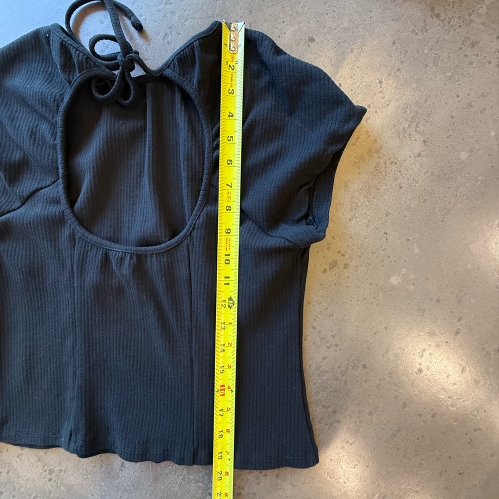 Anthropologie Corset knit top with open back. Black. - Picture 6 of 7